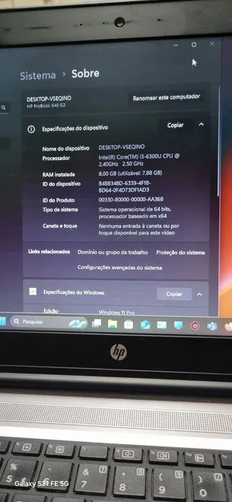 Notebook HP - Probook g40-g2 i5vpro de 6° GERAÇÃO ssd 256gb 8gb ram - Foto 2