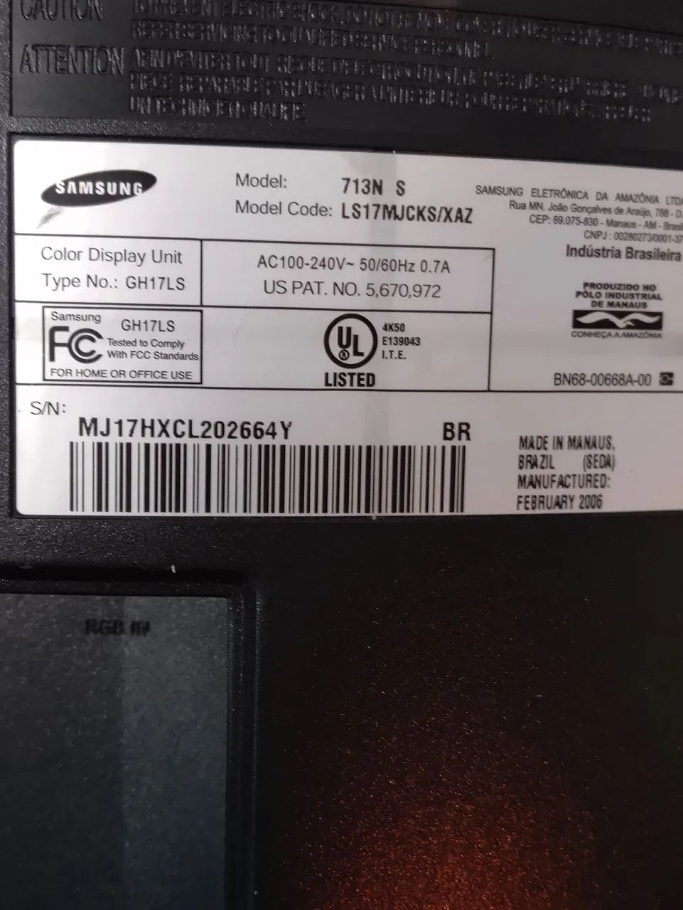 Monitor Samsung SyncMaster 713N 17.5"" Polegadas - Foto 5