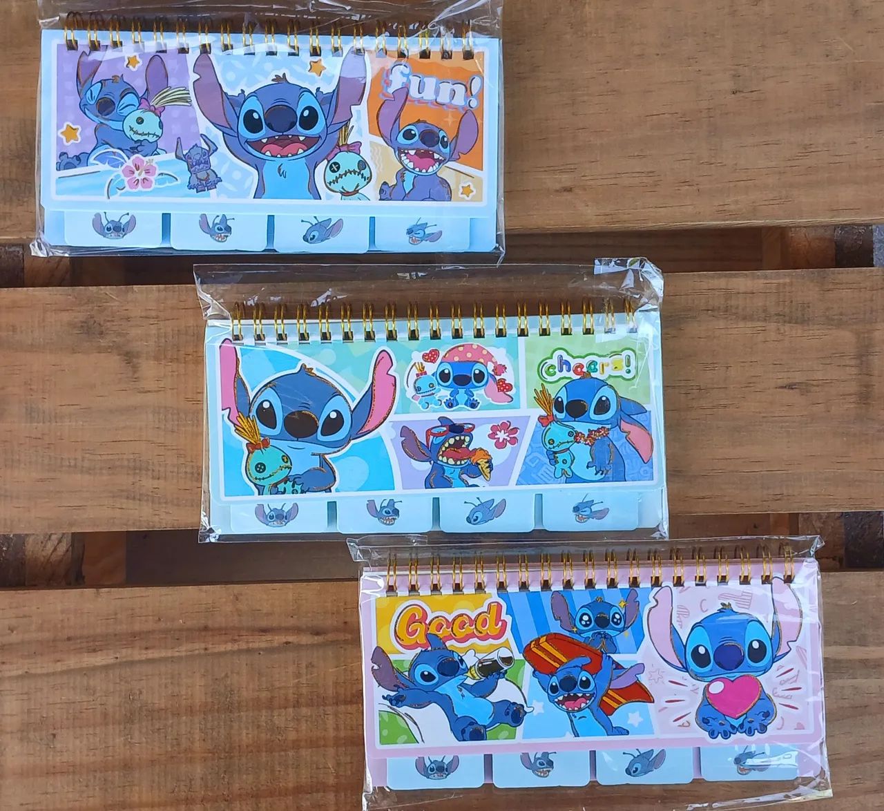 Cadernos Stitch - Diversos modelos (Fun, Cheers, Good)