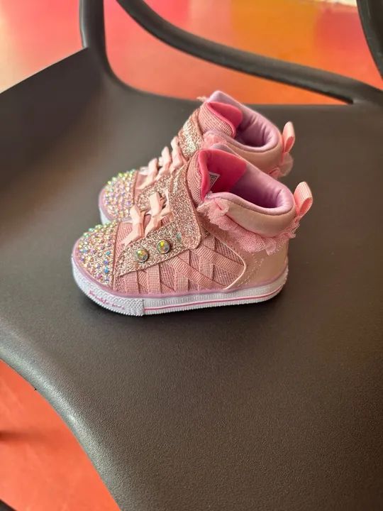 Tênis Infantil Twinkle Toes - Rosa - Glitter - Renda skechers - Foto 2