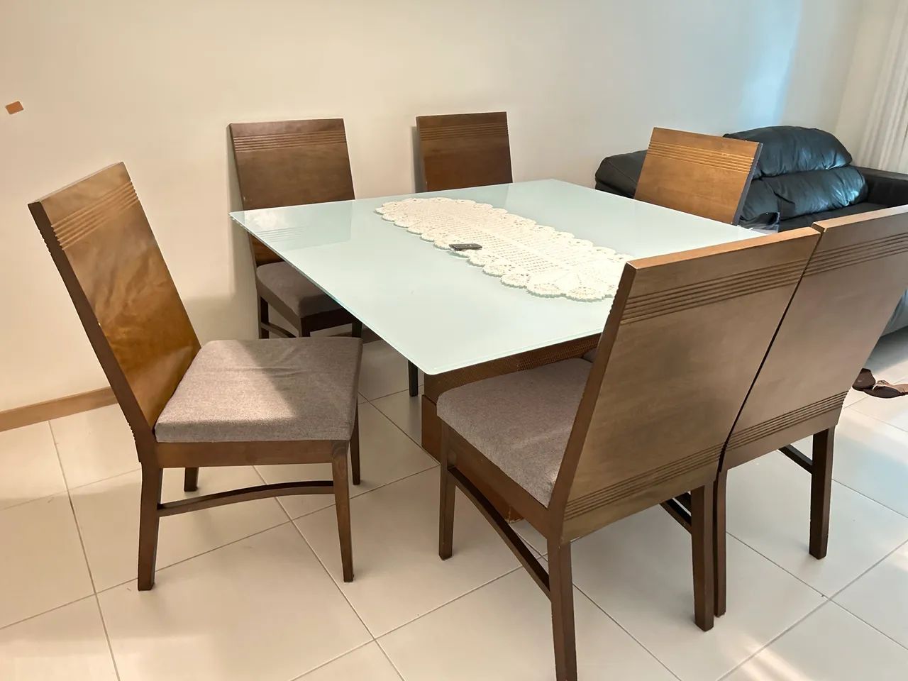 Mesa quadrada vidro 6 cadeiras 64960523150722120