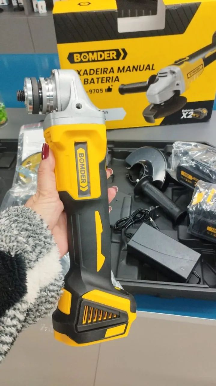 Esmerilhadeira Angular Sem Fio Bomder 21v 2 baterias 