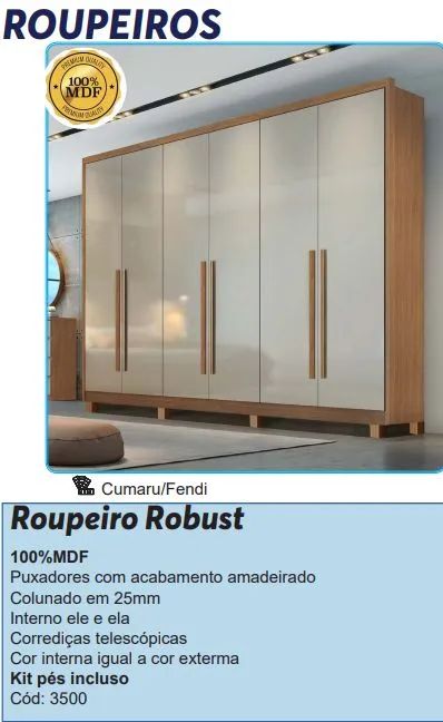 Roupeiro Robust 100%MDF c/pés