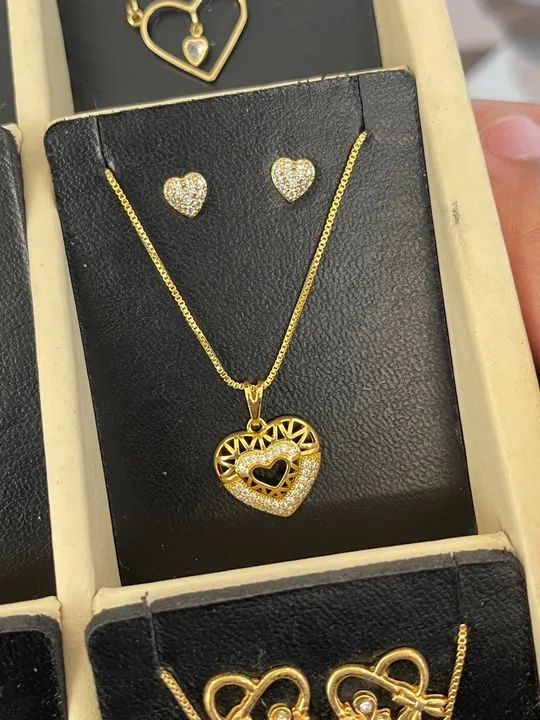 Conjunto de colar e brincos Folheado - Foto 2