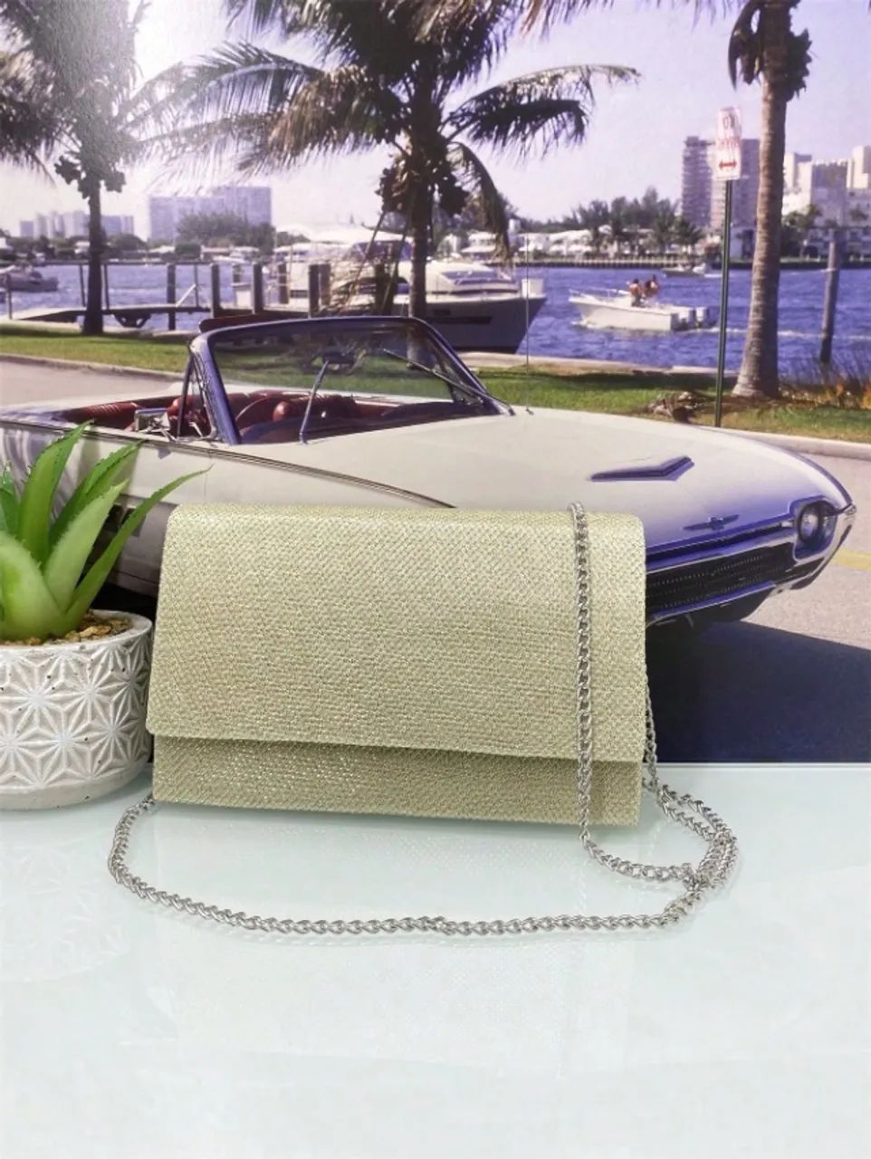 Bolsa Feminina quadrada Alça De Mão e Transversal