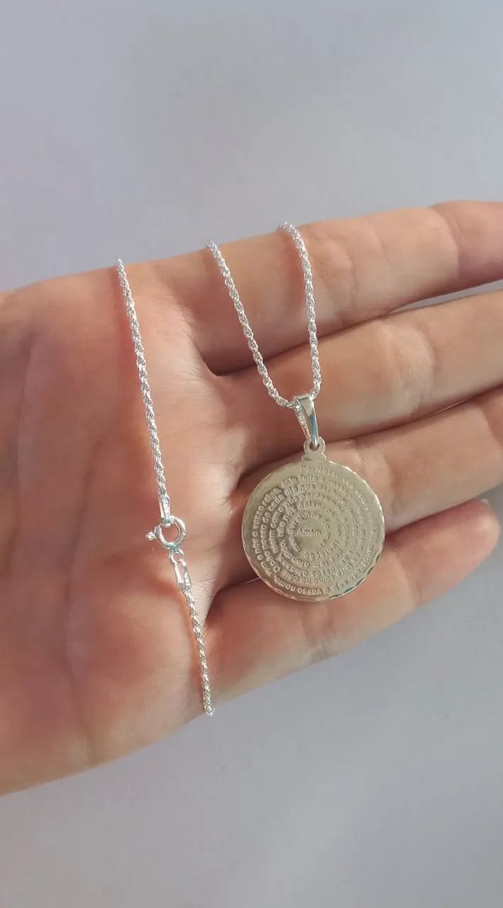 Conjunto Pai Nosso em prata 925 - Foto 4