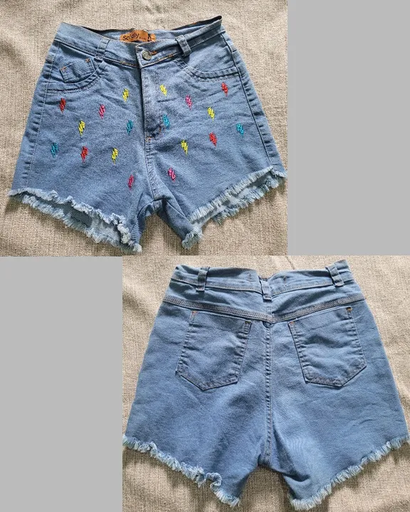 Short Jeans Bordado Raio 