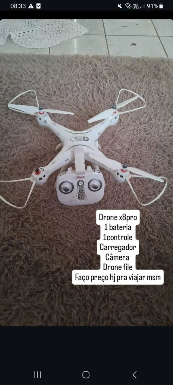 Drone X8pro com câmera e acessórios