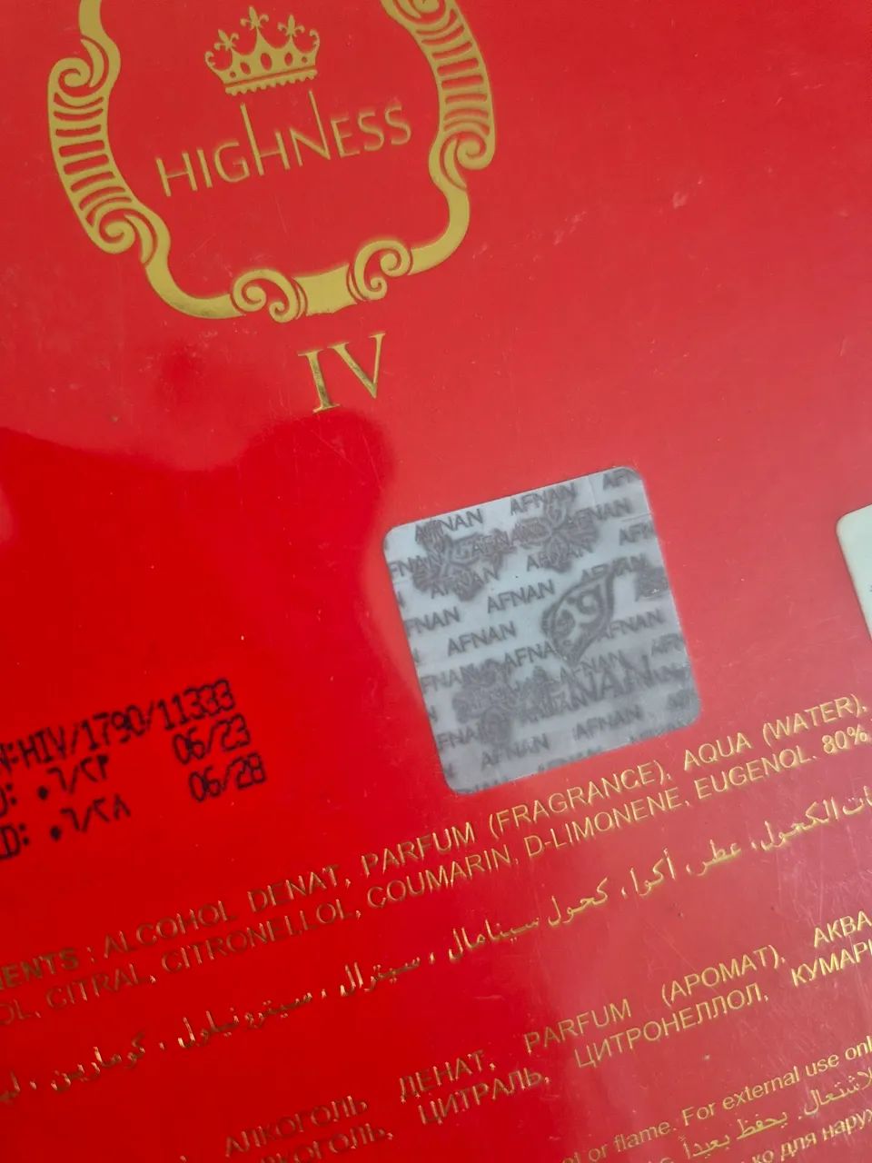 Afnan Highness IV 100ml Lacrado - Foto 2