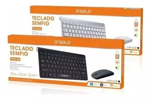 Kit Teclado e Mouse Sem Fio A'Gold TCD-02 Bluetooth -  Teclado Multimídia