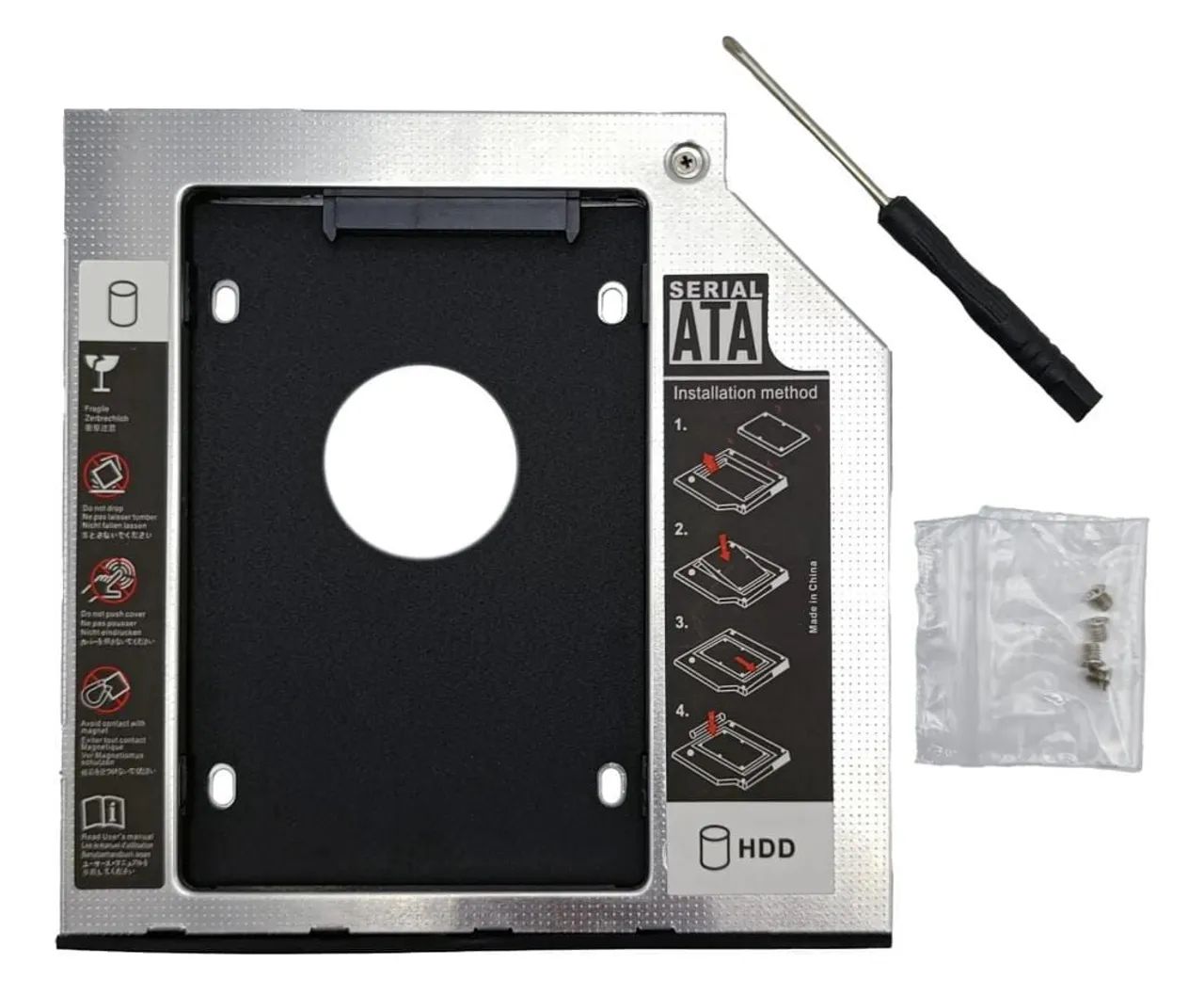 Adaptador Caddy Gaveta Para Notebook HD ou SSD SATA de 2,5 Polegadas