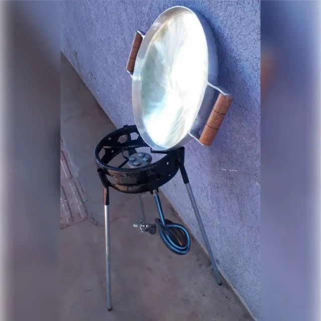 Chapa Para Bife de Aluminio com borda 3cm + Queimador a Gás + Tripé Aproveite - Foto 3