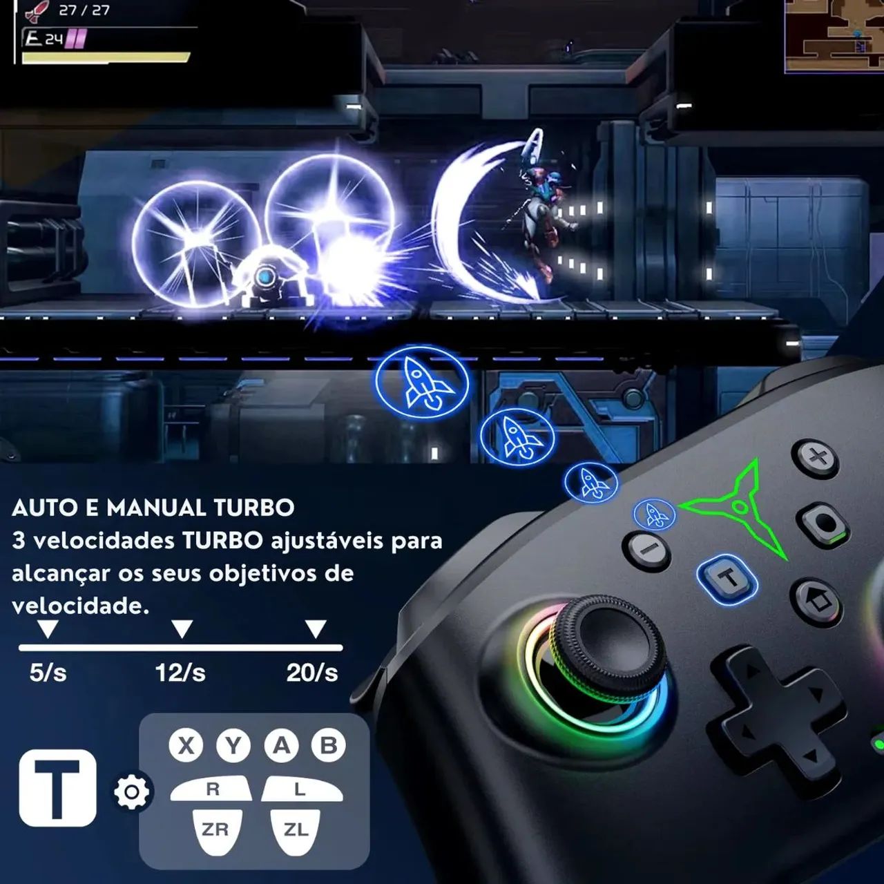 Controle sem fio RGB compatível com Switch/OLED/Windows/iOS/Android - Foto 4