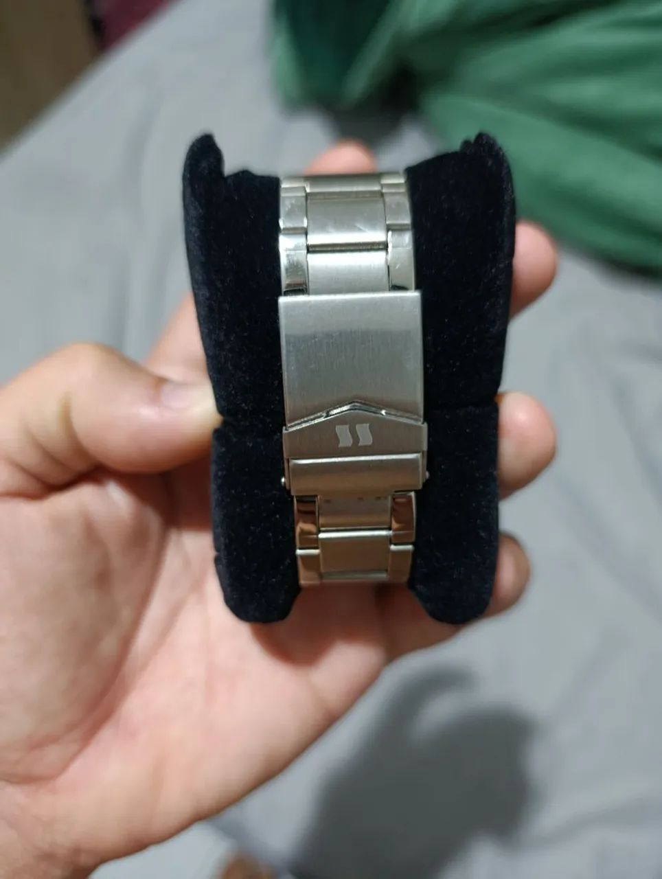 Relógio Seculus masculino prata fundo azul  - Foto 2
