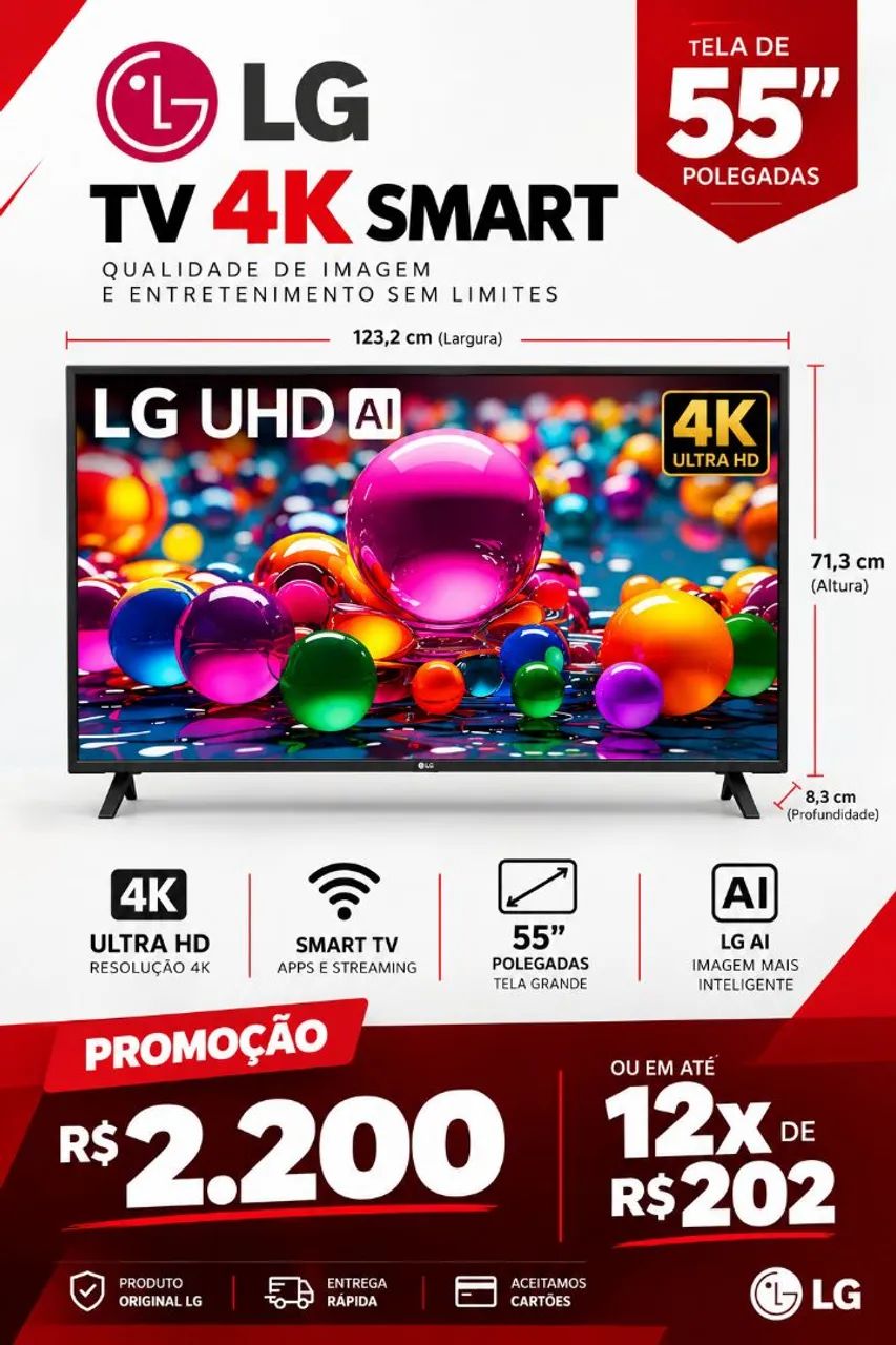 Tv 55 polegadas LG SMART 4k novas lacradas com nota 