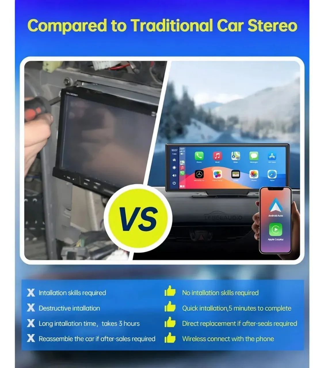 Central Multimídia 10? CarPlay e Android Auto - Universal + Bluetooth - Foto 3