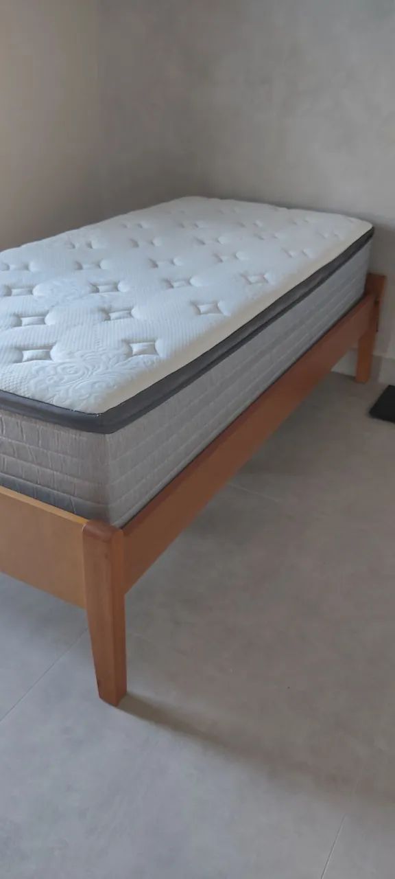 Cama madeira maciça e Colchão D33 Probel solteiro  - Foto 5