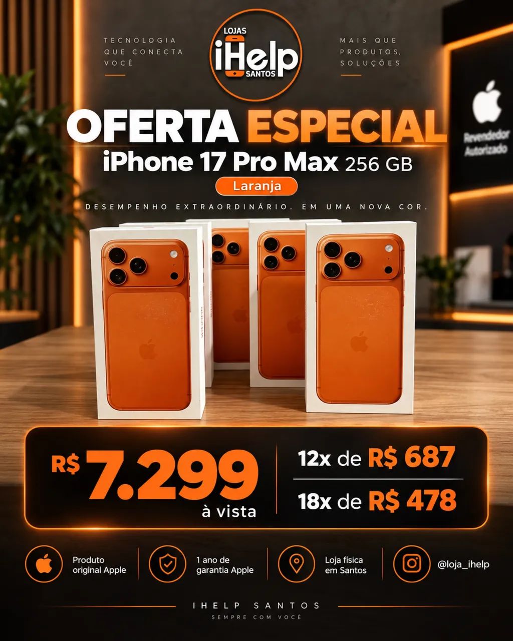 IPHONE 17 PRO MAX LARANJA 256 GB OFERTA 