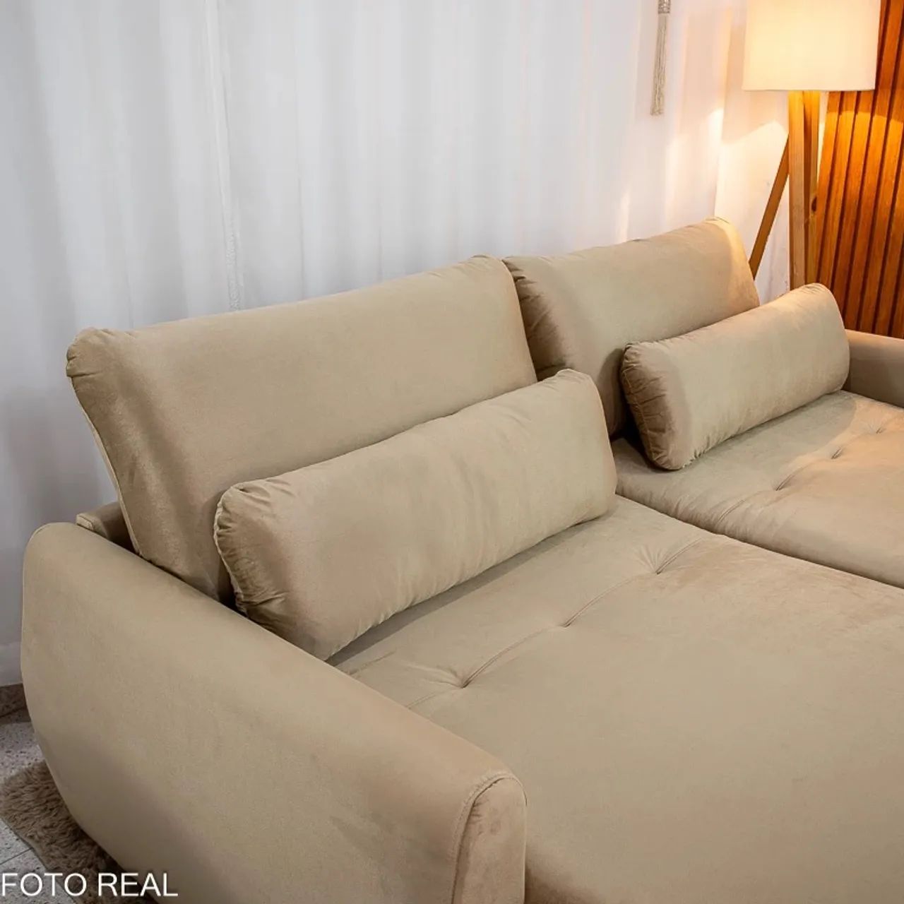 Sofá Retrátil Amaranto 2.30m Veludo Sem Caixa Entrega Rápida - Foto 5