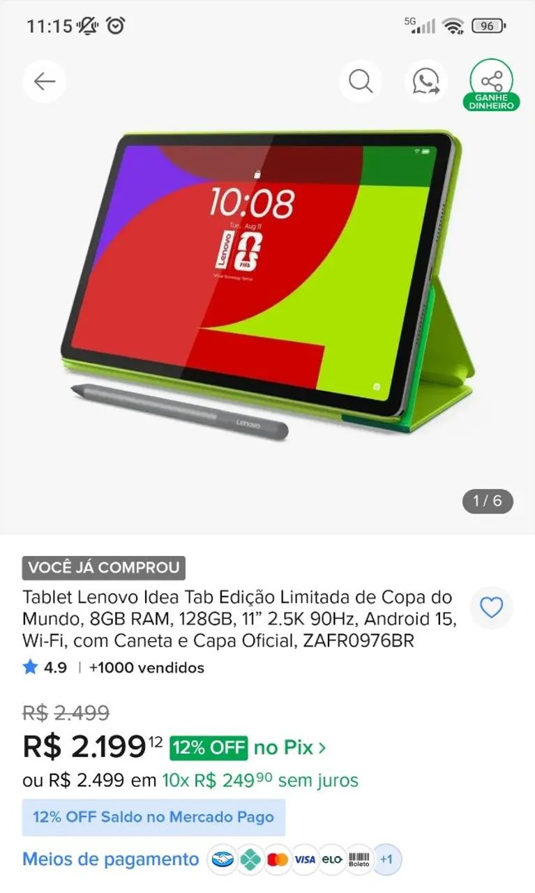 Lenovo Ideal Tab com caneta semi-novo  - Foto 2
