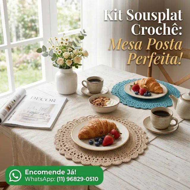 Kit Sousplat Crochê: Mesa Posta Perfeita! - Foto 2