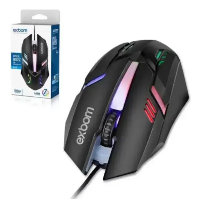 Mouse Gamer Usb Com Fio Óptico Led Rgb 1200dpi Pc Notebook - Foto 3