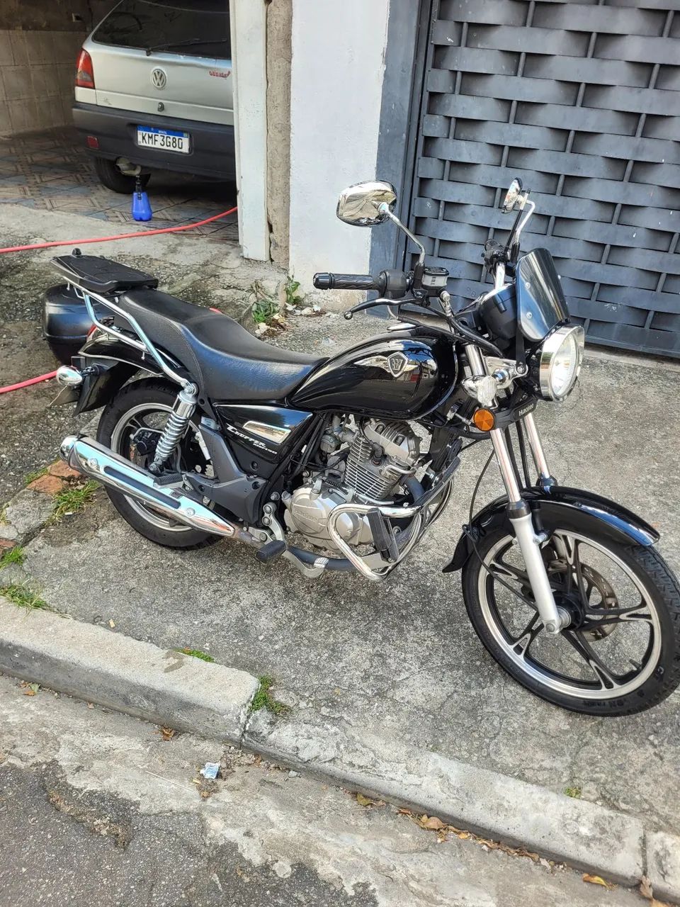 Chopper City 黒 Kit Haojue Chopper Road 150 Preto: Sissybar+mala G V2 Custom