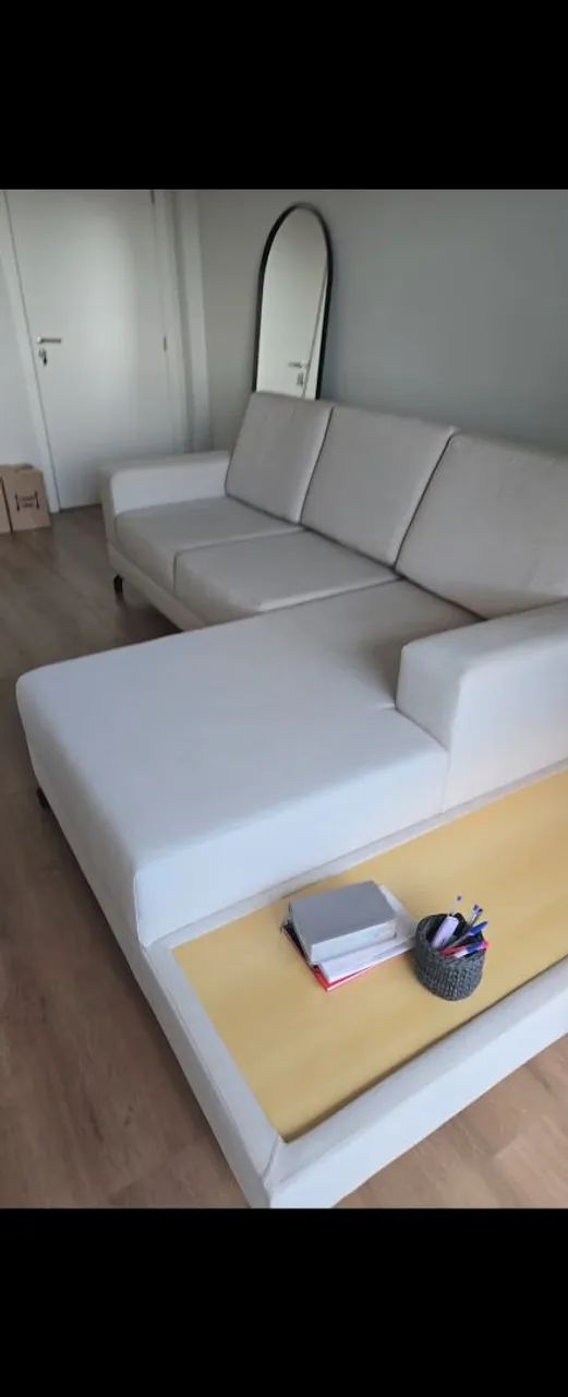 Sofá Chaise Linho Bege 2,90m - NOVÍSSIMO (Paguei R$ 5.200) - Foto 5