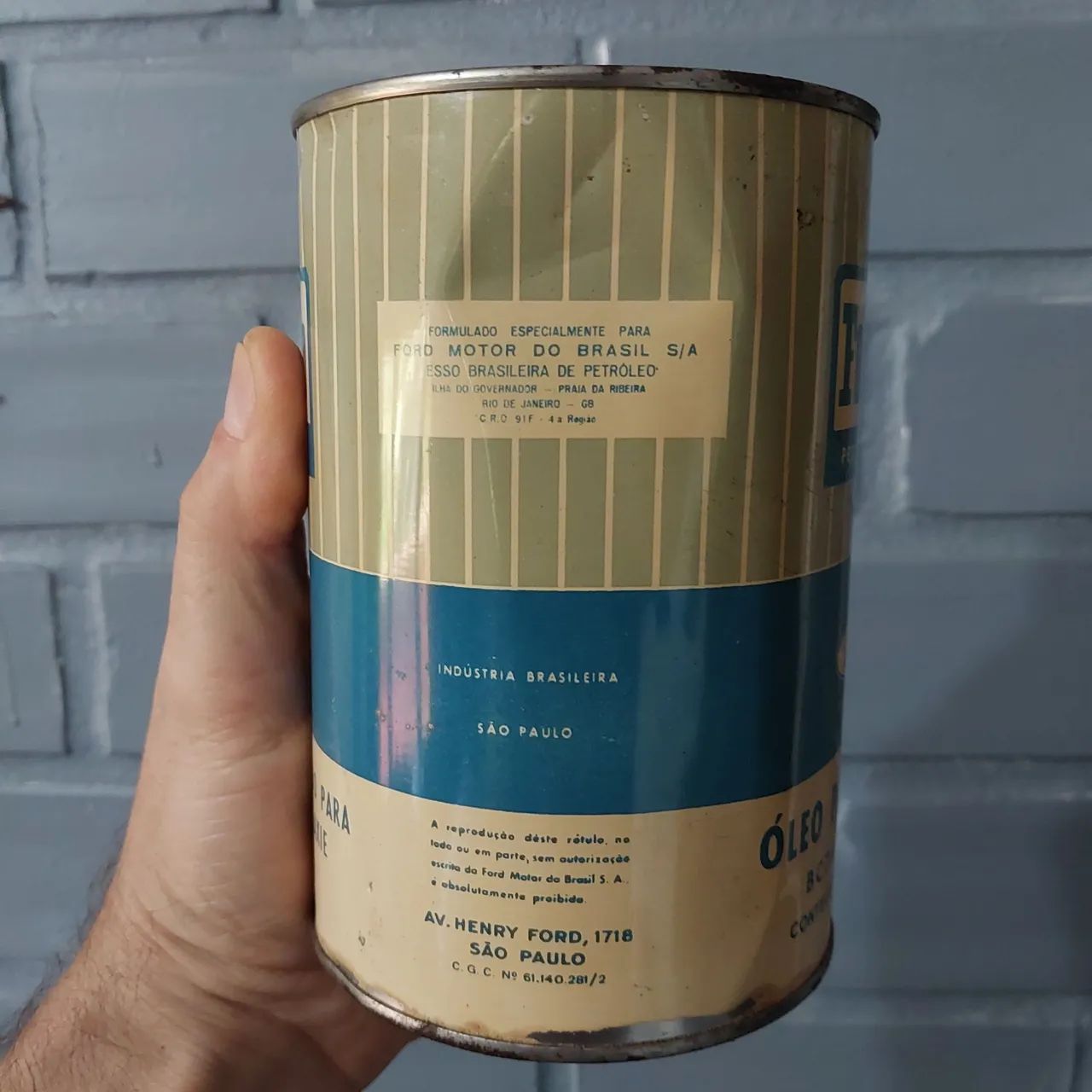 Antiga lata de óleo FoMoCo não Shell Texaco Sunoco Mobil Atlantic Esso Pennzoil  - Foto 2