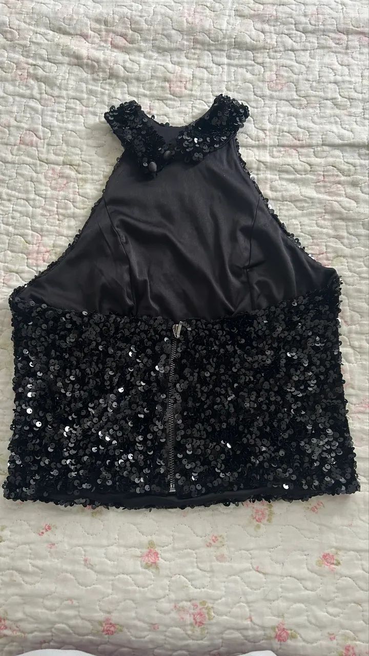 vendo croped de paetê preto - Foto 2