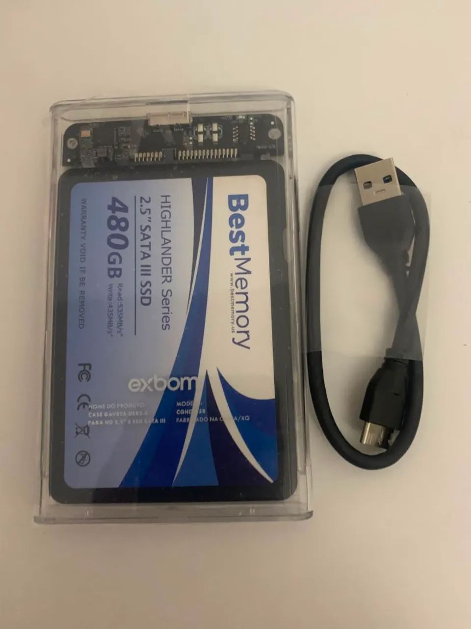HD externo com ssd de 480 gb saudável USB 3.0