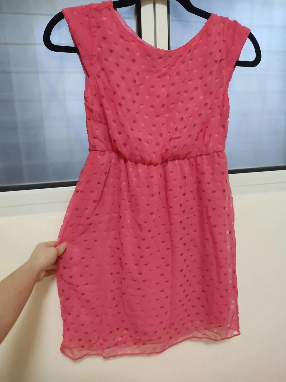 Vestido coração com elastano e elástico na cintura 