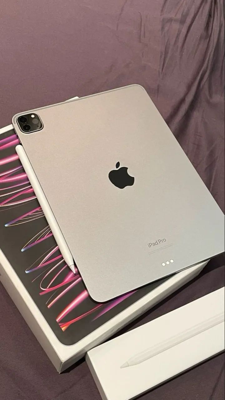 IPAD PRO COM CAIXA CARREGADOR E ETC!