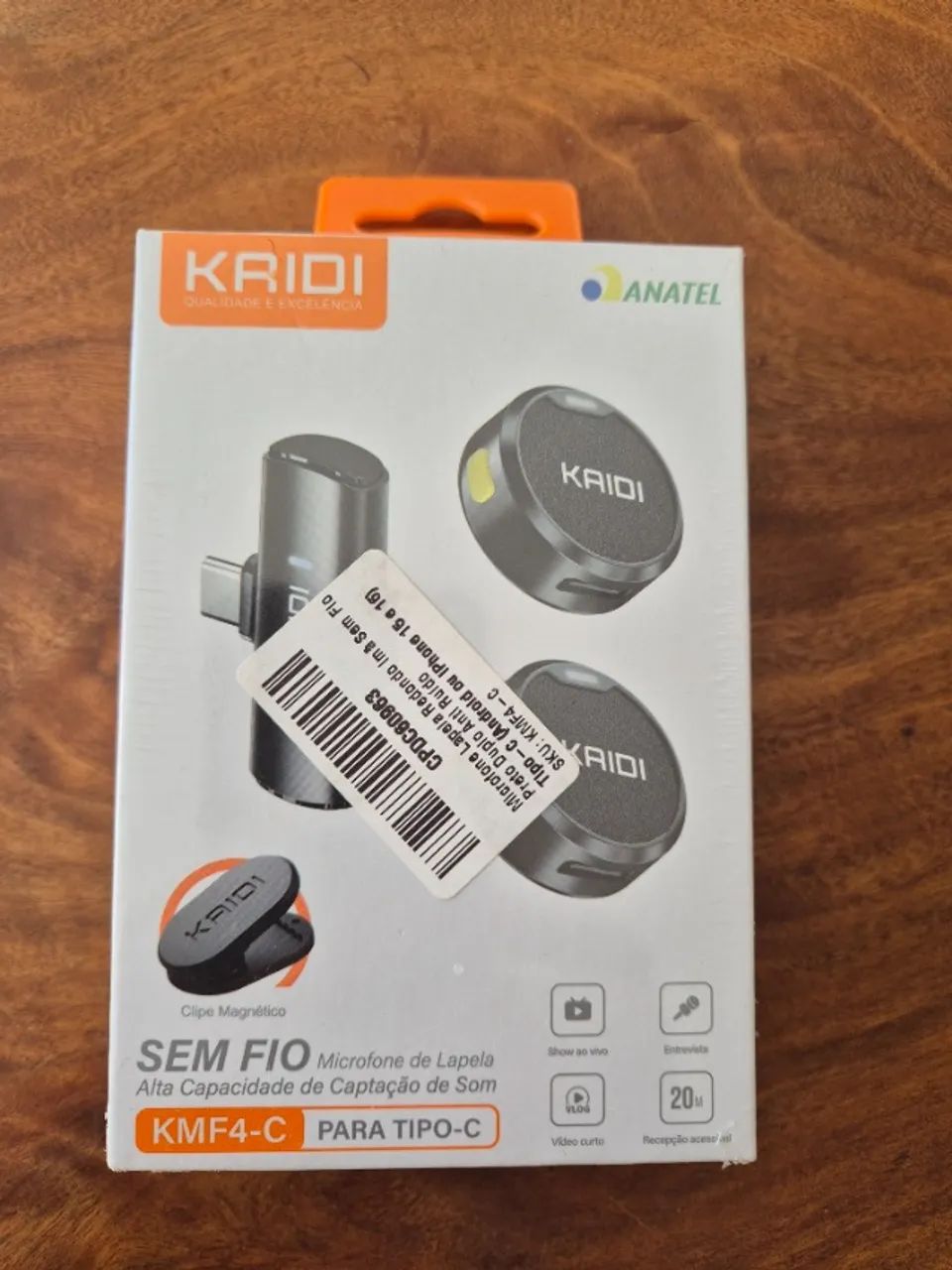 Microfone De Lapela Magnetico S/ Fio Tipo C Kaidi - Kmf4-c Preto - Foto 5