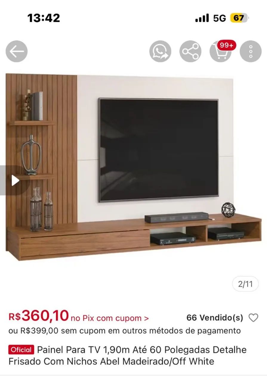Painel 60 polegadas 1,90 na caixa sem uso.