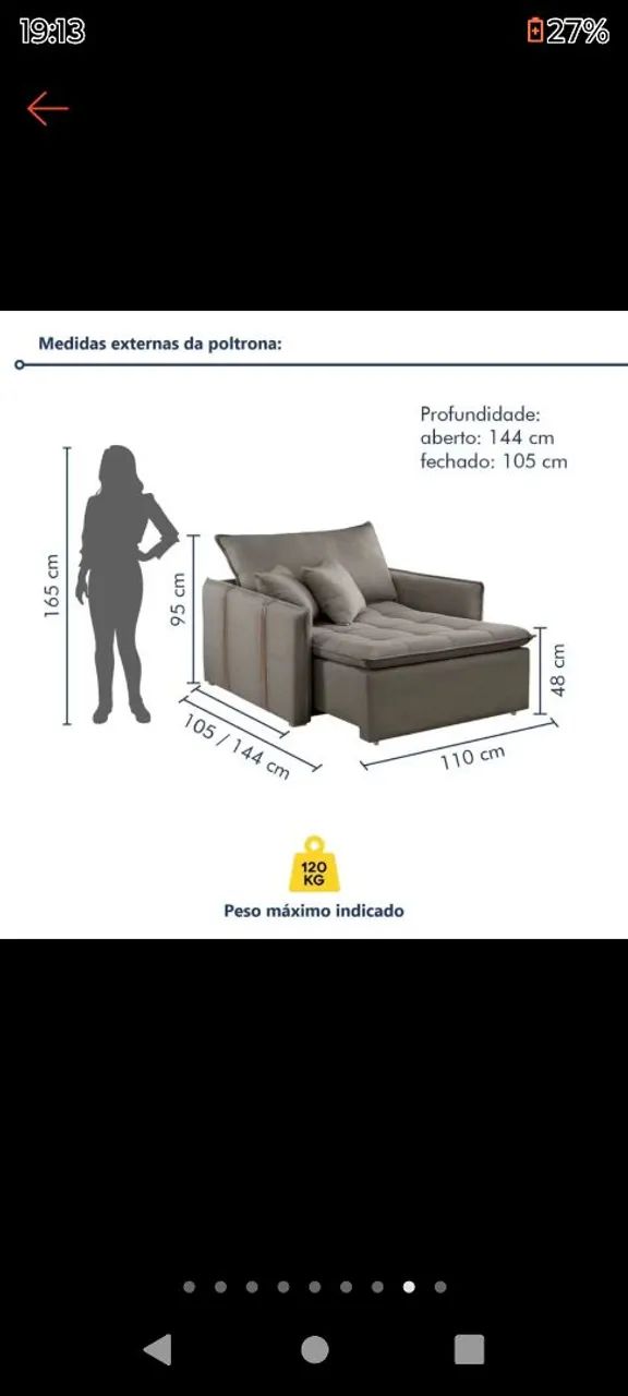 Poltrona sofá cama, nova! Nunca usada.  - Foto 3