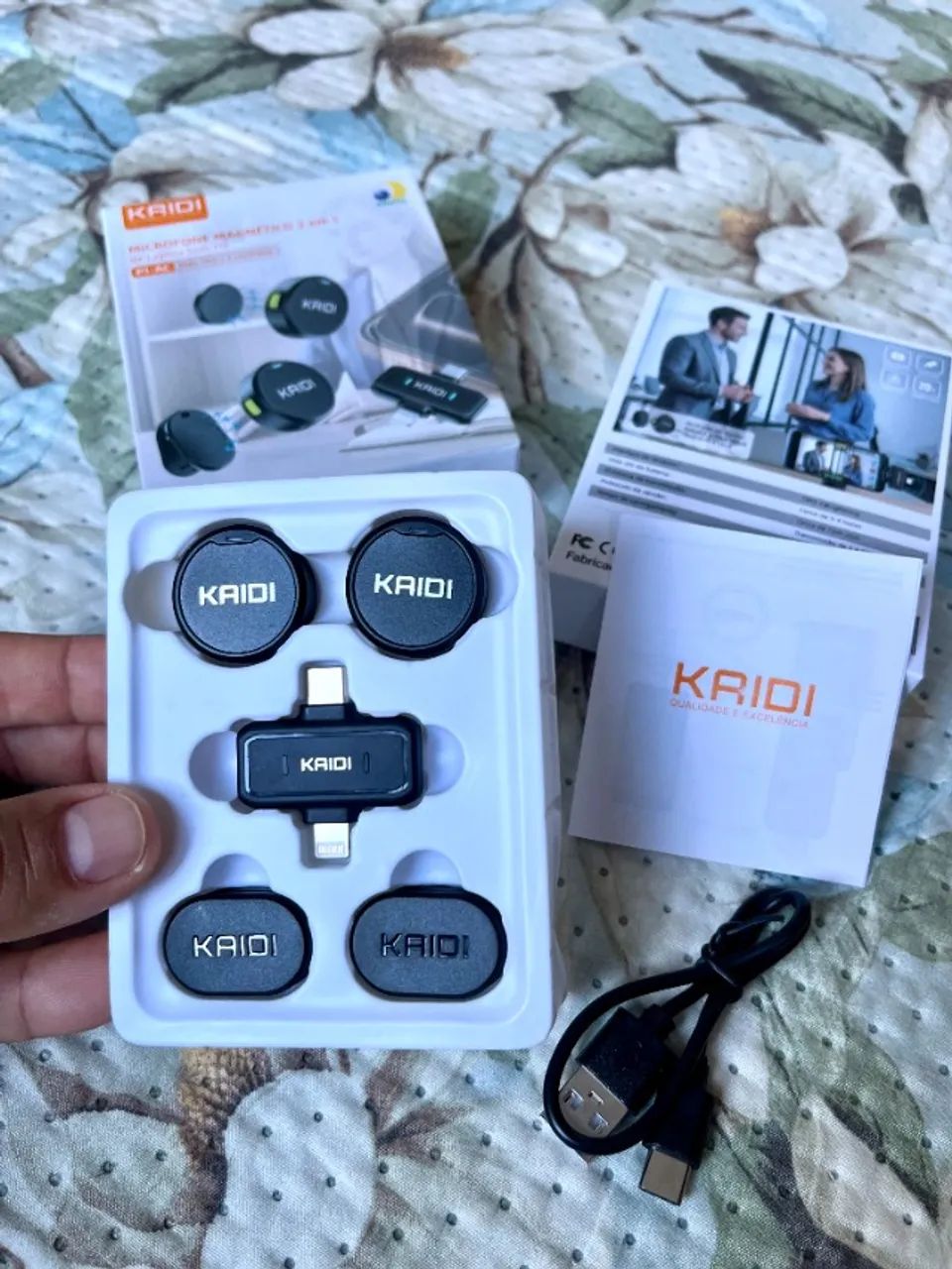 Microfone de Lapela Kaidi P1-AC Sem Fio 2 em 1 USB-C e Lightning - Foto 2