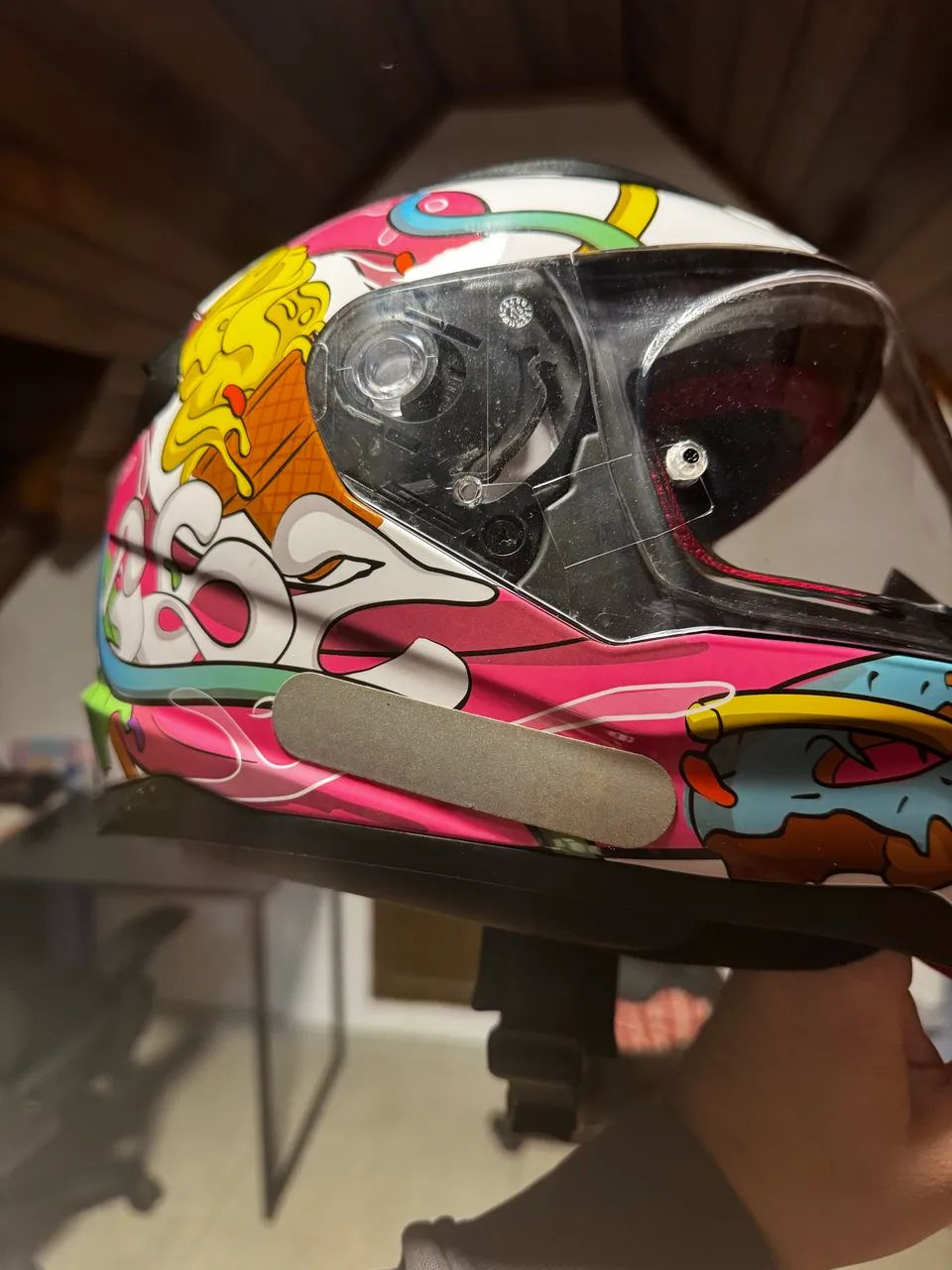 Capacete LS2 FF353J Rapid Junior Crazy Pop Infantil Branco/Rosa   - Foto 2