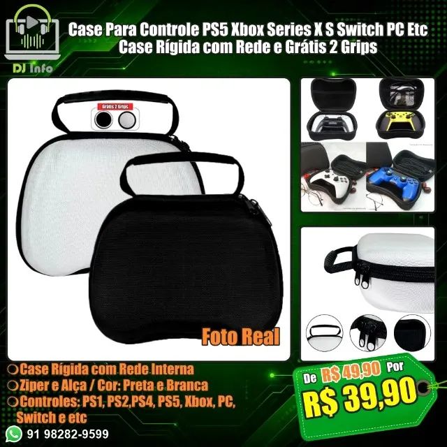 Case Para Controle PS5 Xbox Series X S Switch PC Etc Caase Rígida com Rede e Grátis 2 Grip
