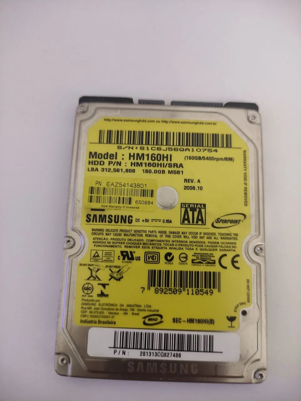 HD sata de notebook 160 gb saudável 