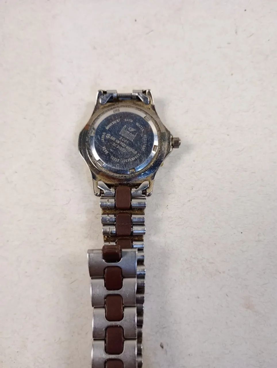 Relógio Dumont 2001 Quartz c/ Datador - Pulseira Aço e Marrom (Japan Movt) - Foto 4