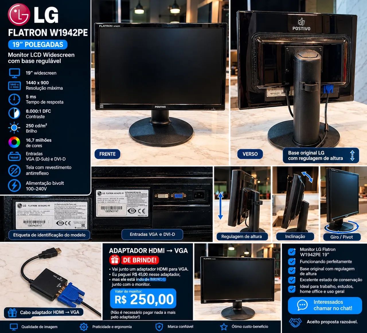 Monitor LG flatron 19 polegadas 