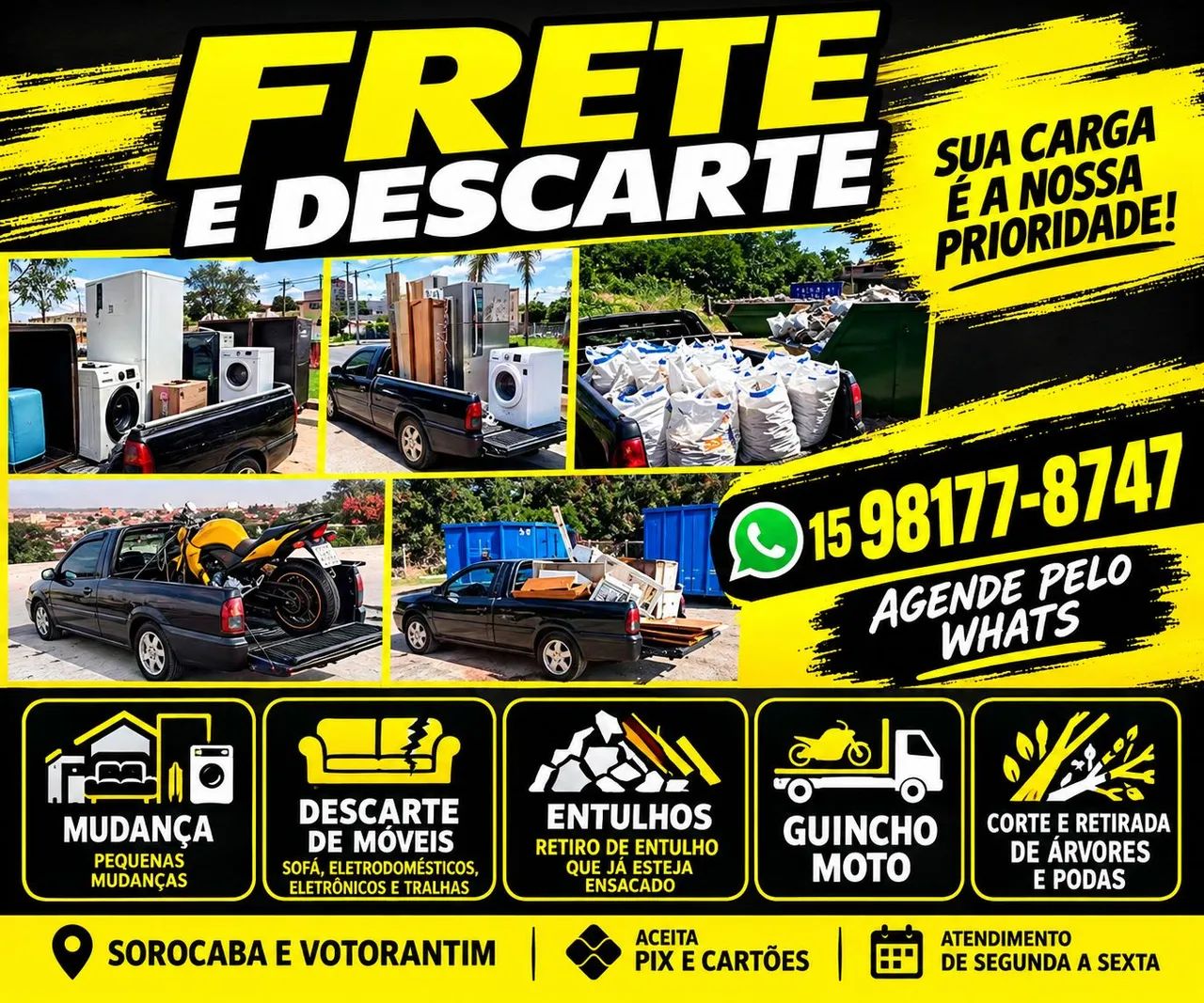 Transporte/descarte de reforma construção etc