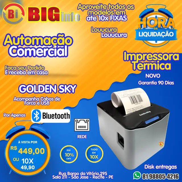 Impressora Computador Bluetooth  - Em ate 10x Fixas