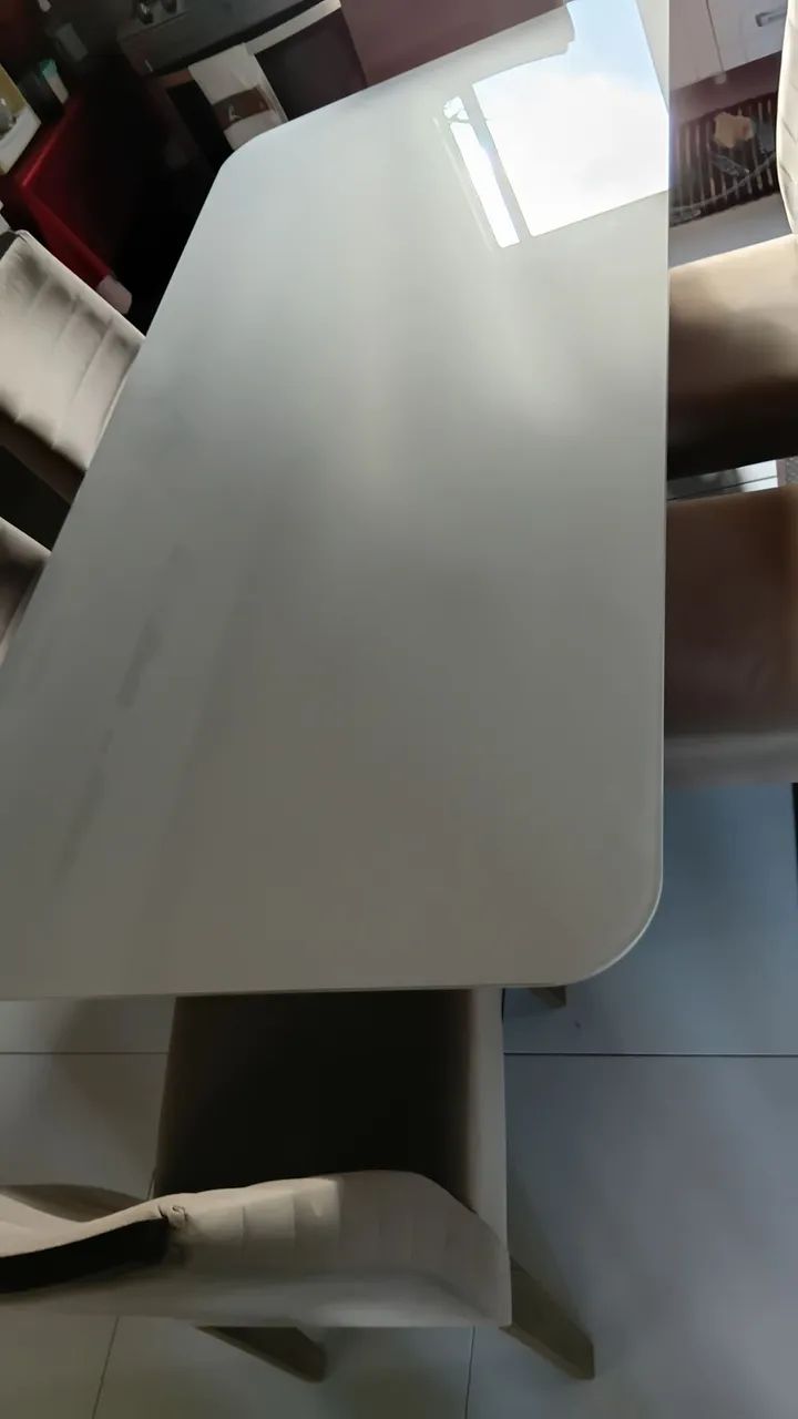 Mesa 6 Cadeiras com Tampo de Vidro Asssento Confortável  - Foto 2
