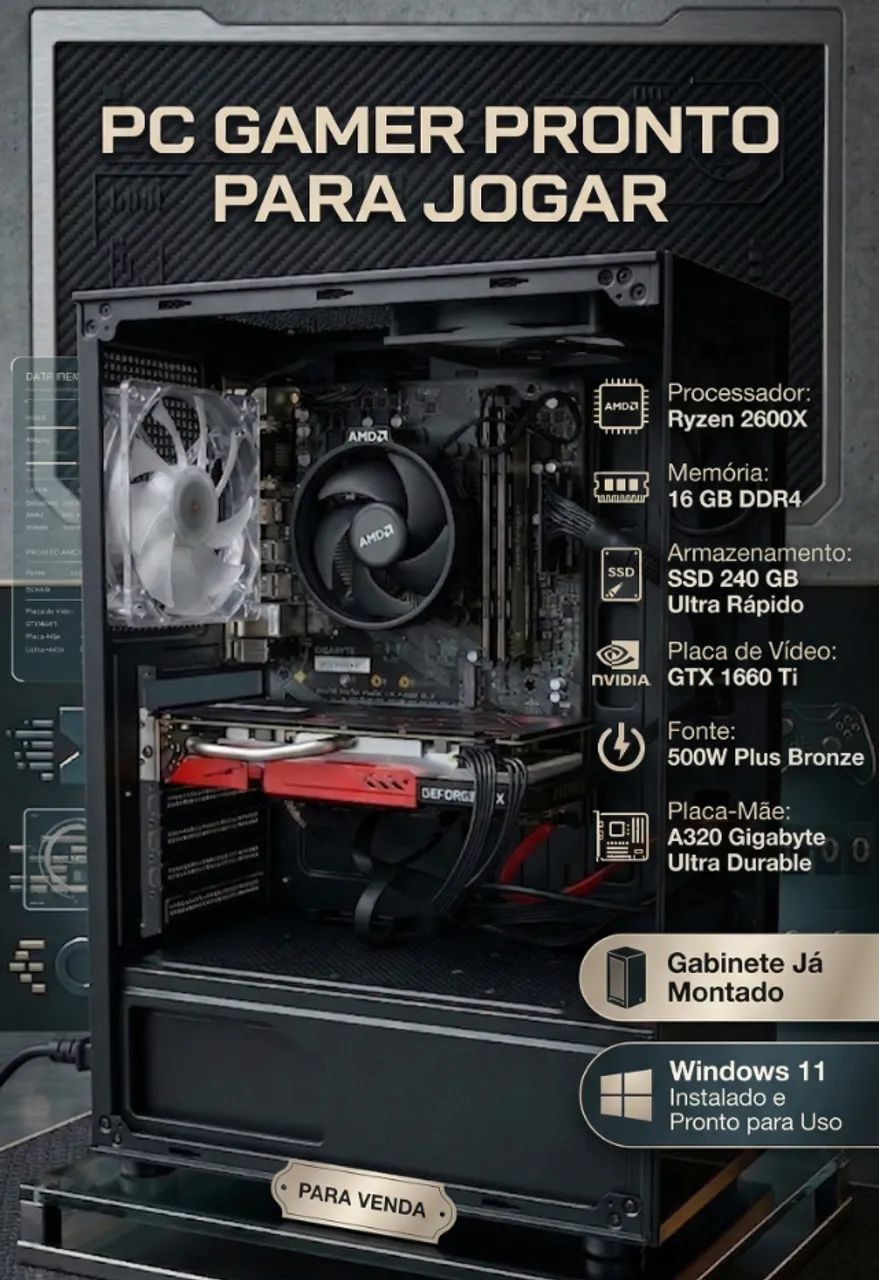 【RBG搭載ゲーミングPC】Ryzen5 3500 / GTX1660Ti / DDR4-16GB / 500GB SSD / 1TB HDD /Windows11 Pc Gamer Computador Ryzen 5 / Gtx 1660 Ti / 32gb / Ssd 1tb