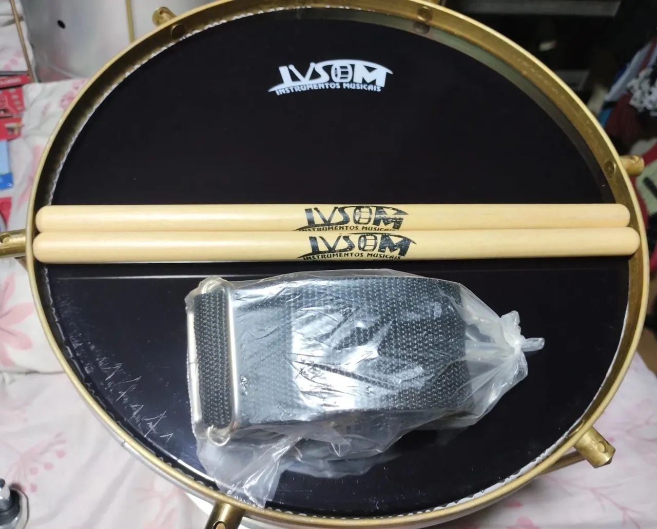 Kit Repinique 12" polegadas profissional Galvanizado + Baquetas + Talabarte na promoção  - Foto 4