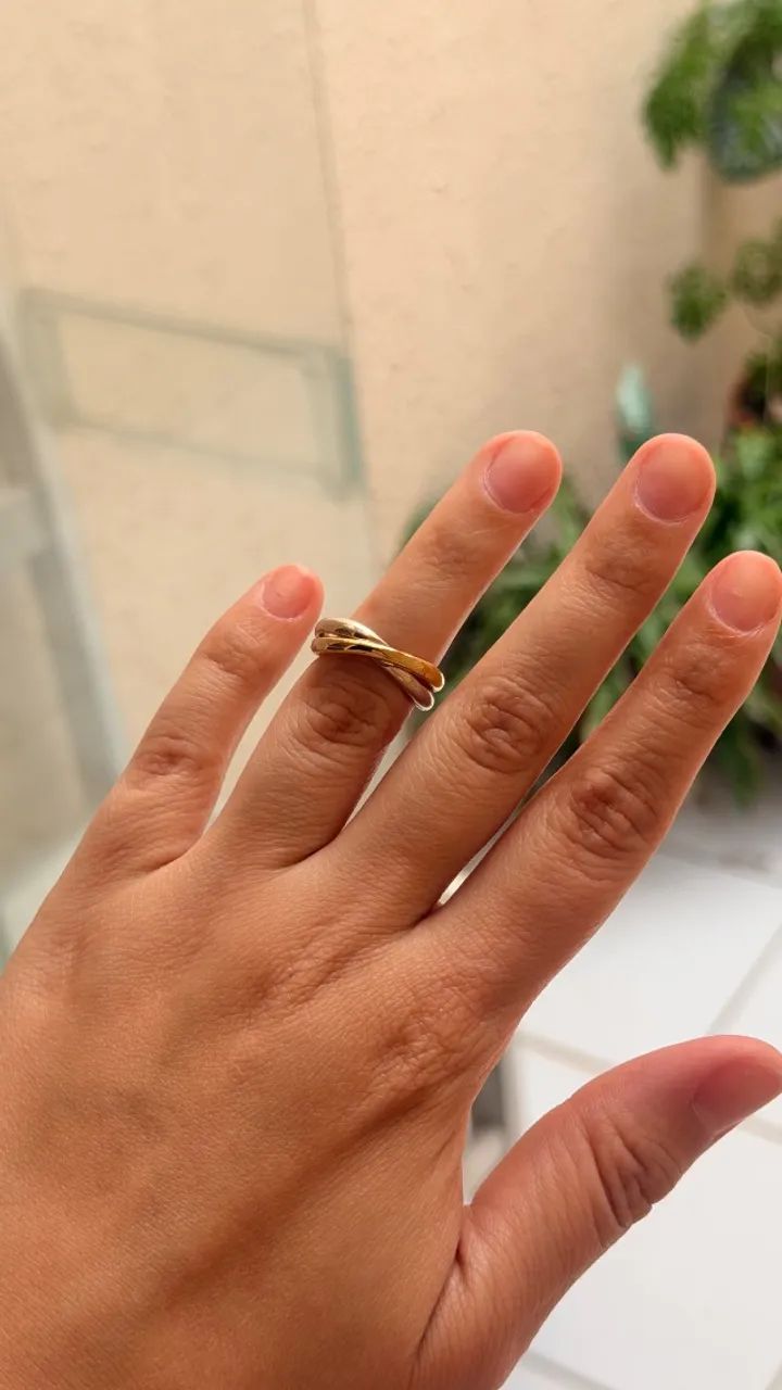 Anel Pandora em ouro e prata trançado