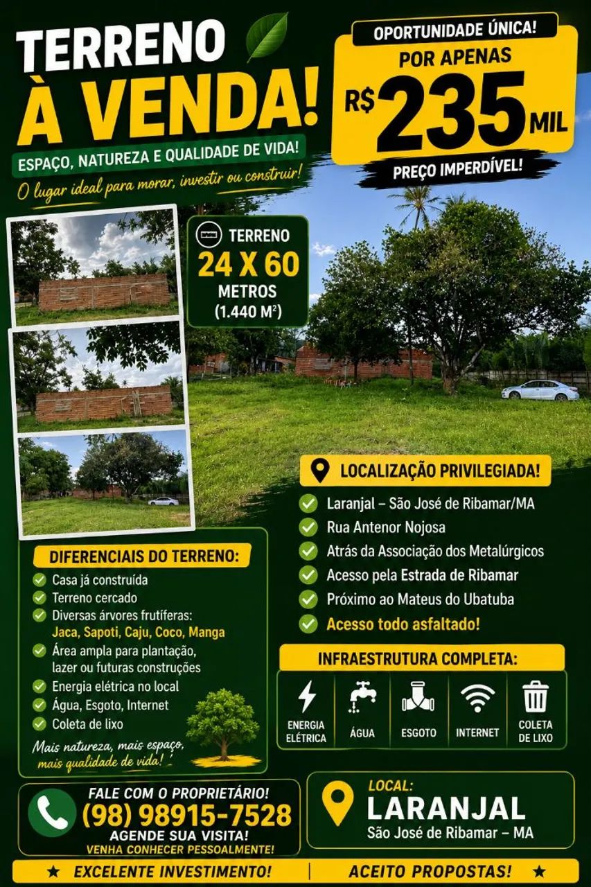 Vendo Terreno/Sítio/Chácara no Laranjal 