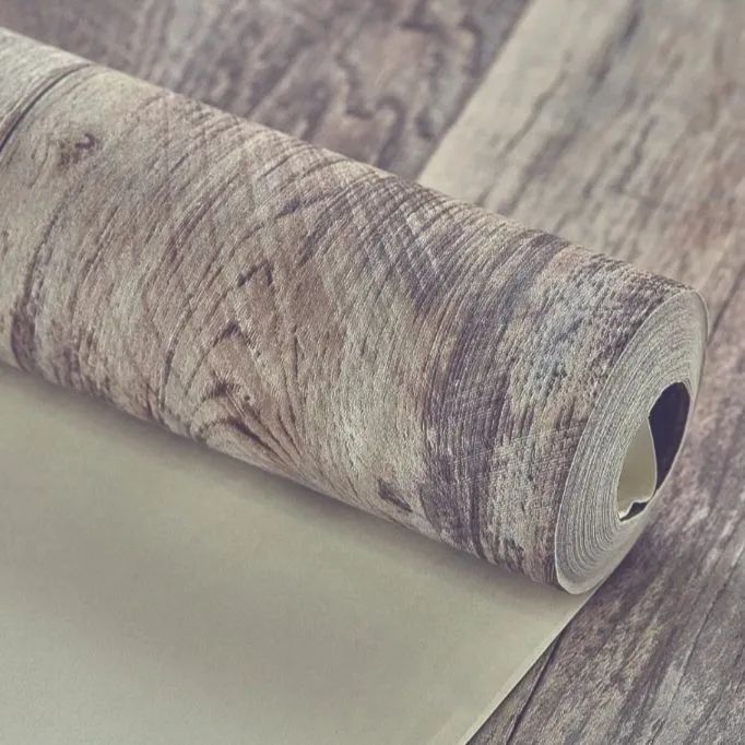 Papel de parede madeira rústica vinílico importado Lavável texturizado rolo 10mx53cm 